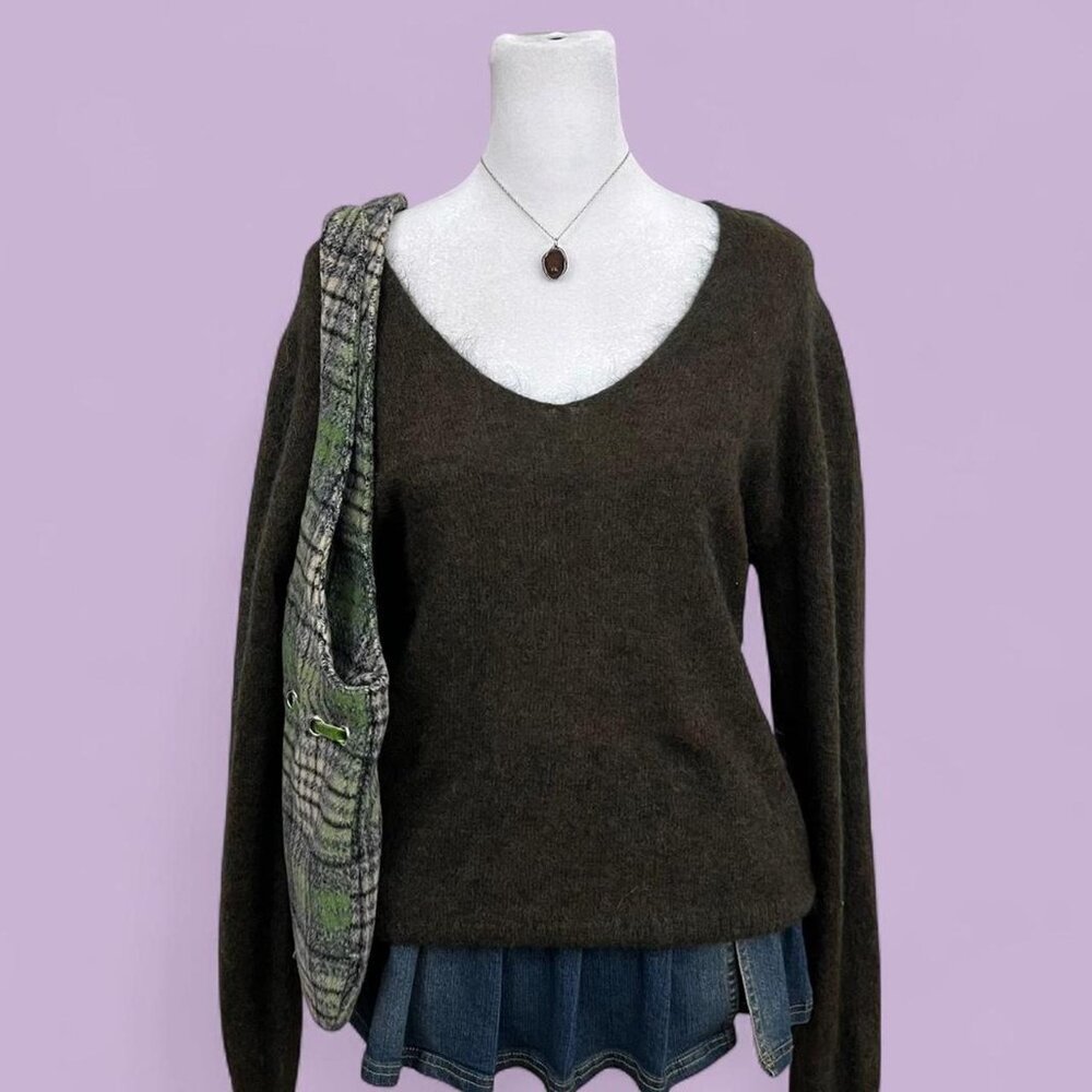 brown boho granola grunge mohair merino wool blend sweater
